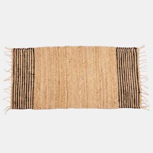 Tapete YUTE 70x140cm preto natural com riscas