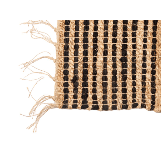 Tapete YUTE 70x140cm preto natural com riscas