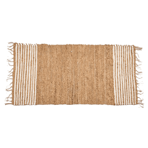 Tapete YUTE 70x140cm branco natural com riscas