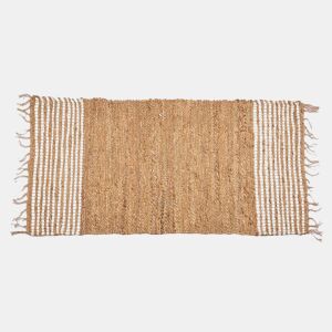 Tapete YUTE 70x140cm branco natural com riscas