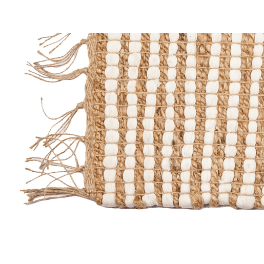 Tapete YUTE 70x140cm branco natural com riscas