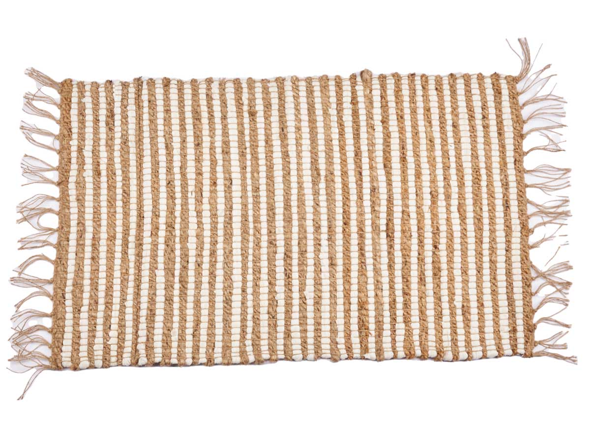 Alfombra de YUTE 60x90cm natural doble rayas