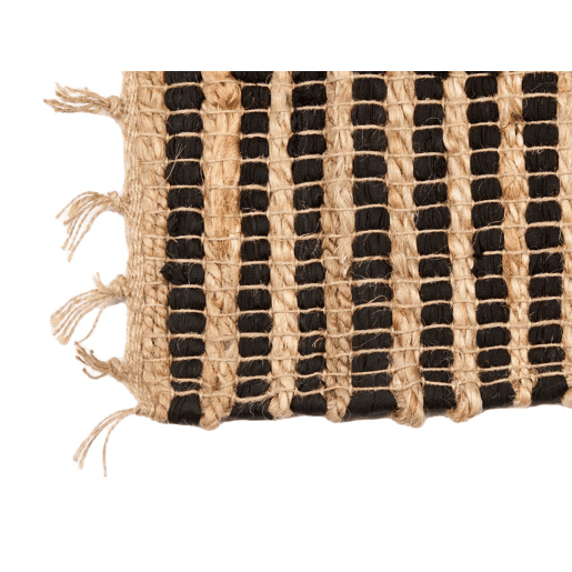 Tapete YUTE 60x90cm preto natural com riscas duplas