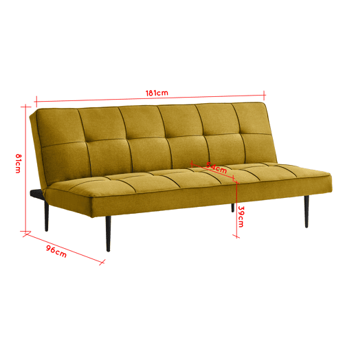 Sofá cama 3 lugares BOWY cor amarelo