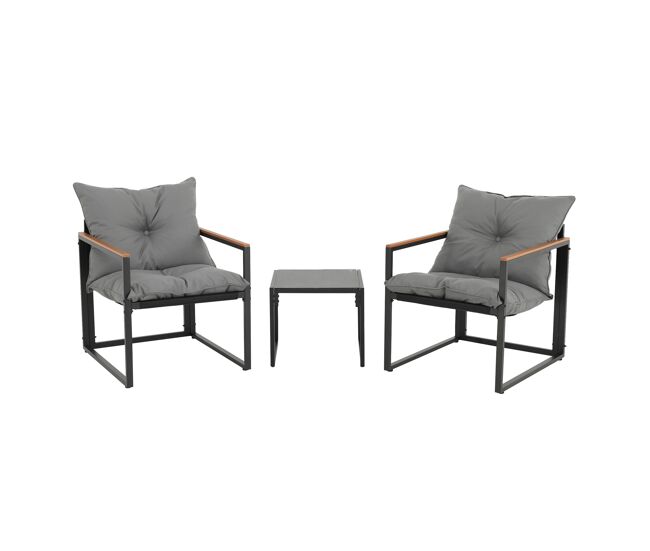 Set de jardín dominica con 2 sillones y mesa