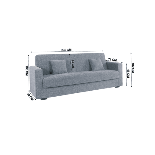 Sofá cama 3 lugares NORA III cor cinza