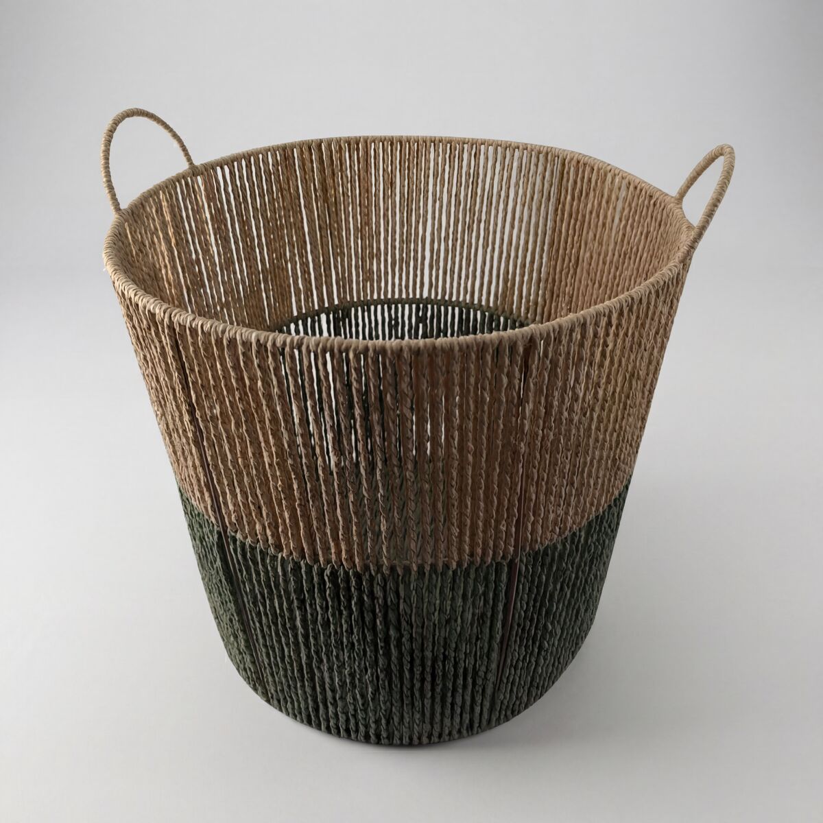 Cesta SOLVE color natural y verde