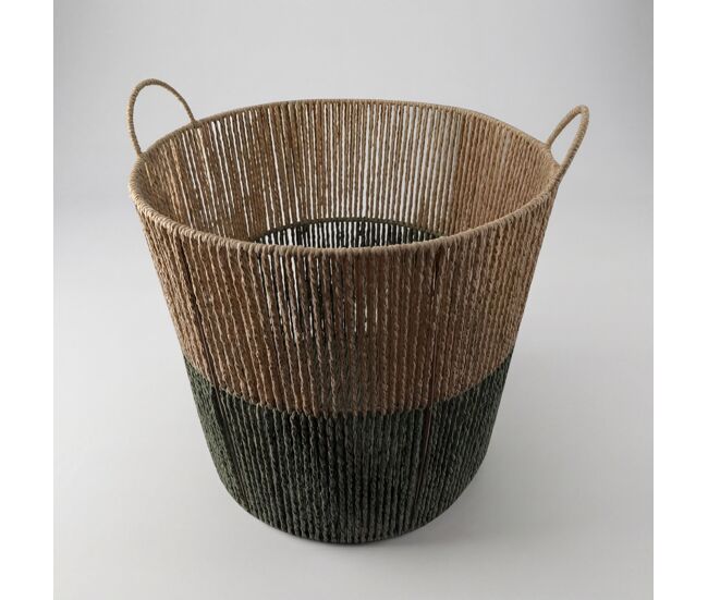 Cesta solve m 29x35x35cm color natural y verde