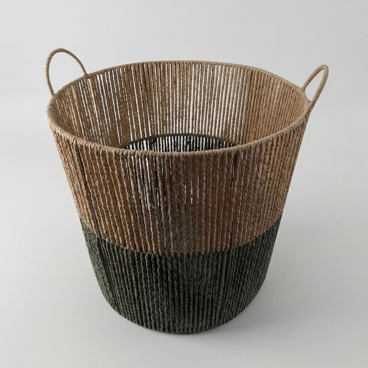 Cesta SOLVE color natural y verde 