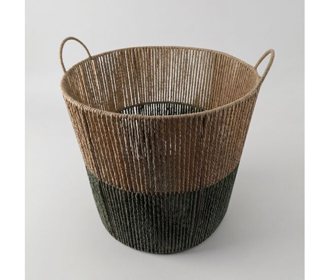 Cesta solve l 32x38x38cm color natural y verde