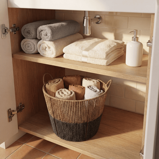 Cesta SOLVE L 32x38x38cm cor natural e verde Cesta SOLVE L 32x38x38cm cor natural e verde