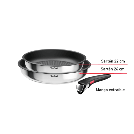 Conjunto 2 frigideiras INGENIO 22 e 26cm com pega removível TEFAL