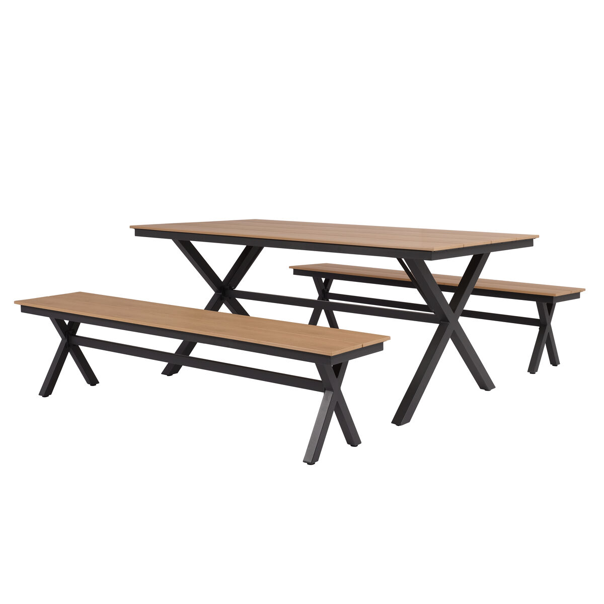 Conjunto de jardín rota con mesa y bancos