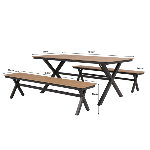 Conjunto de jardim ROTA com mesa e bancos