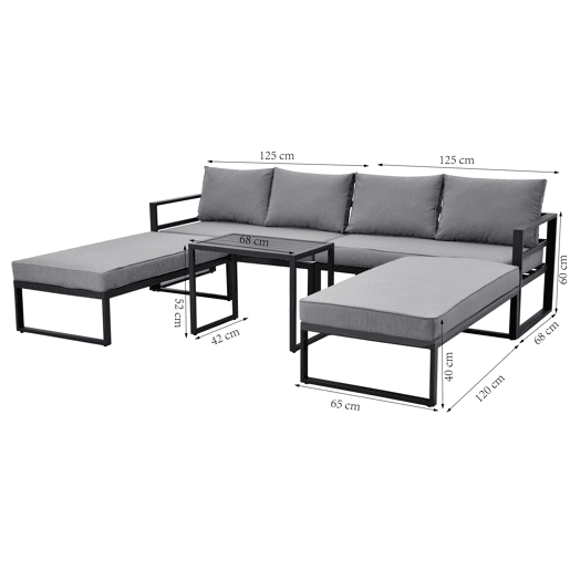 Conjunto jardim MAHÓN com chaise longue reversível e desdobrável