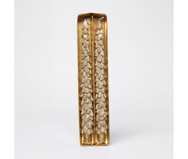 Vela de cera abeto dorada 2 unidades 25cm marca decoris