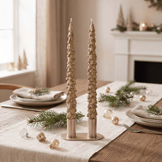 Vela de cera ABETO dourada 2 unidades 25cm marca DECORIS Vela de cera ABETO dourada 2 unidades 25cm marca DECORIS