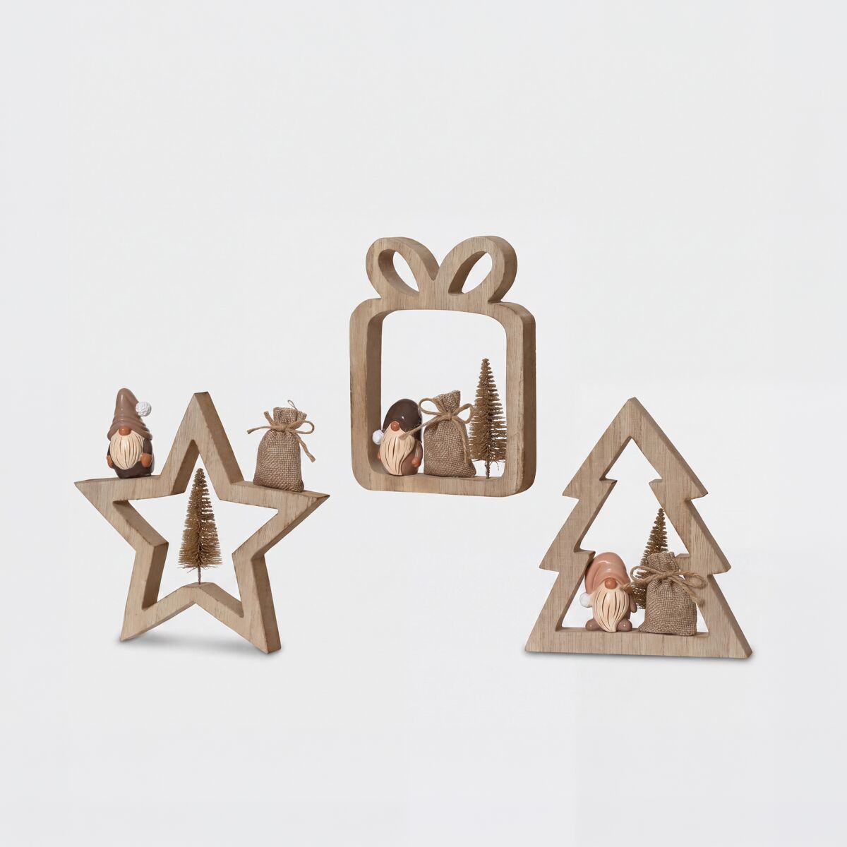 Figura xmas gnomos surtidas madera 16,5cm marca decoris