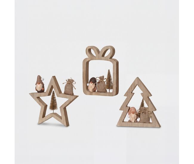 Figura xmas gnomos surtidas madera 16,5cm marca decoris