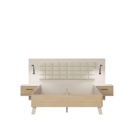 Conjunto TOSCANA cama 150x190cm cabeceira e mesas de cabeceira