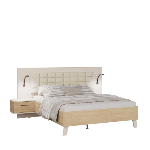 Conjunto TOSCANA cama 150x190cm cabeceira e mesas de cabeceira