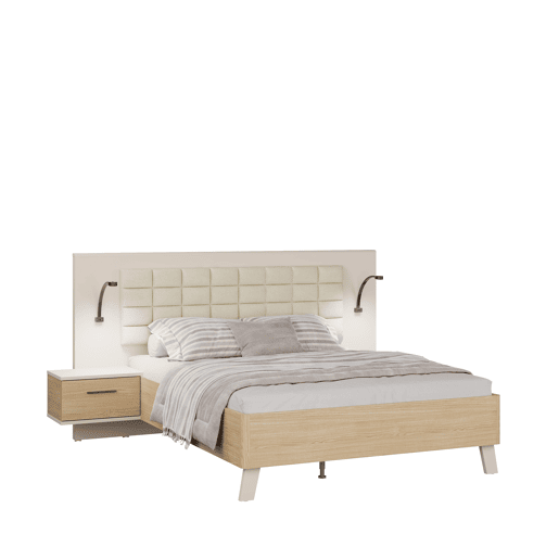 Conjunto TOSCANA cama 150x190cm cabeceira e mesas de cabeceira