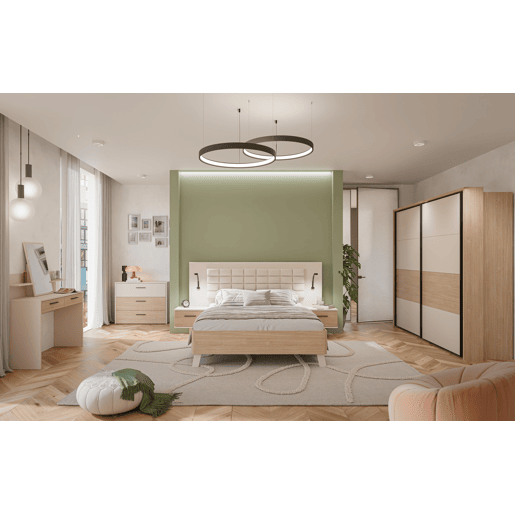 Roupeiro TOSCANA 231x215cm 2 portas de correr carvalho e creme