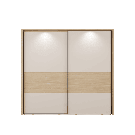 Roupeiro TOSCANA 231x215cm 2 portas de correr carvalho e creme