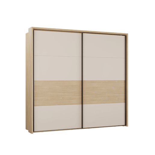 Roupeiro TOSCANA 231x215cm 2 portas de correr carvalho e creme