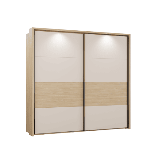 Roupeiro TOSCANA 231x215cm 2 portas de correr carvalho e creme
