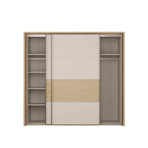 Roupeiro TOSCANA 231x215cm 2 portas de correr carvalho e creme