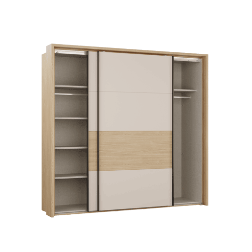 Roupeiro TOSCANA 231x215cm 2 portas de correr carvalho e creme