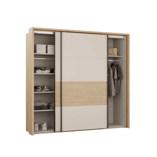 Roupeiro TOSCANA 231x215cm 2 portas de correr carvalho e creme