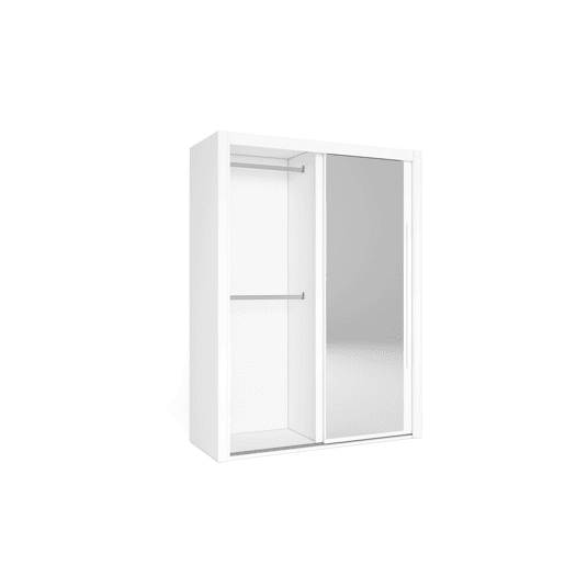 Roupeiro KYROS 150x201cm portas de correr com espelho branco mate
