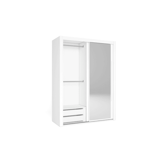 Roupeiro KYROS 150x201cm portas de correr com espelho branco mate
