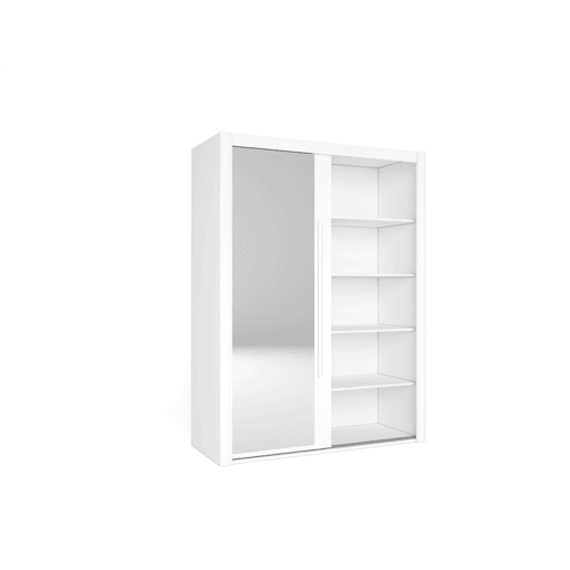 Roupeiro KYROS 150x201cm portas de correr com espelho branco mate
