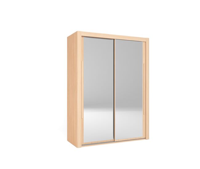 Armario kyros 150x201cm 2 puertas correderas con espejo roble - conforama