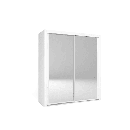 Roupeiro KYROS 182x201cm portas de correr e espelho branco mate