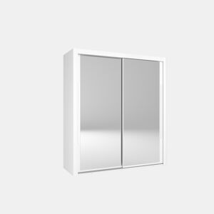 Roupeiro KYROS 182x201cm portas de correr e espelho branco mate