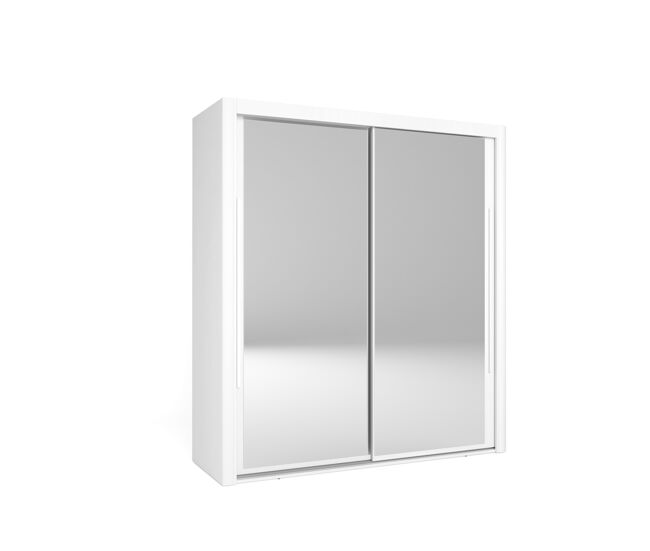 Armario kyros 182x201cm puertas correderas con espejo blanco mate - conforama