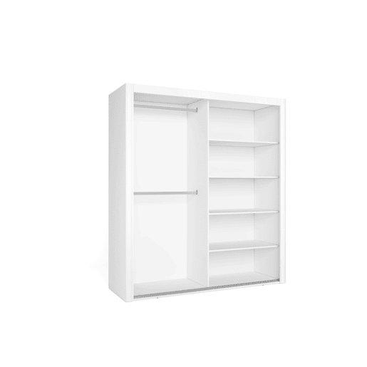 Roupeiro KYROS 182x201cm portas de correr e espelho branco mate