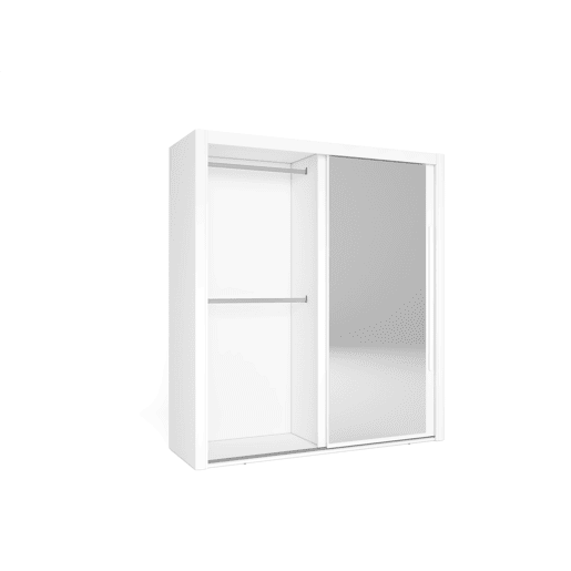 Roupeiro KYROS 182x201cm portas de correr e espelho branco mate