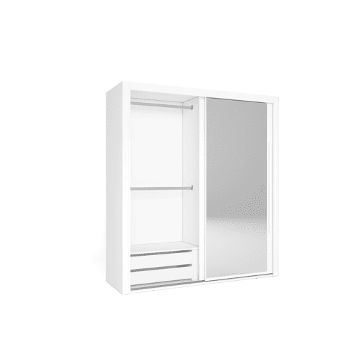 Roupeiro KYROS 182x201cm portas de correr e espelho branco mate