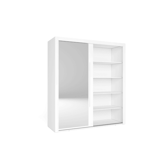 Roupeiro KYROS 182x201cm portas de correr e espelho branco mate
