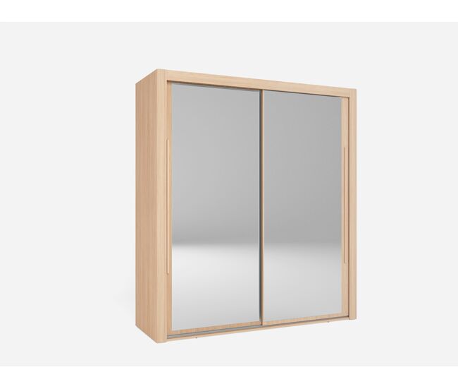 Armario kyros 182x201cm 2 puertas correderas con espejo roble - conforama