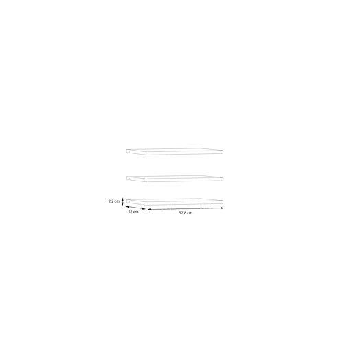 Conjunto de 3 prateleiras 57,8cm para roupeiro NEVADA II de 120cm