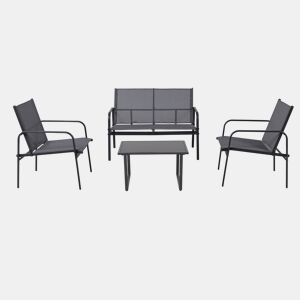 Conjunto de jardim LUGO 4 lugares com mesa baixa