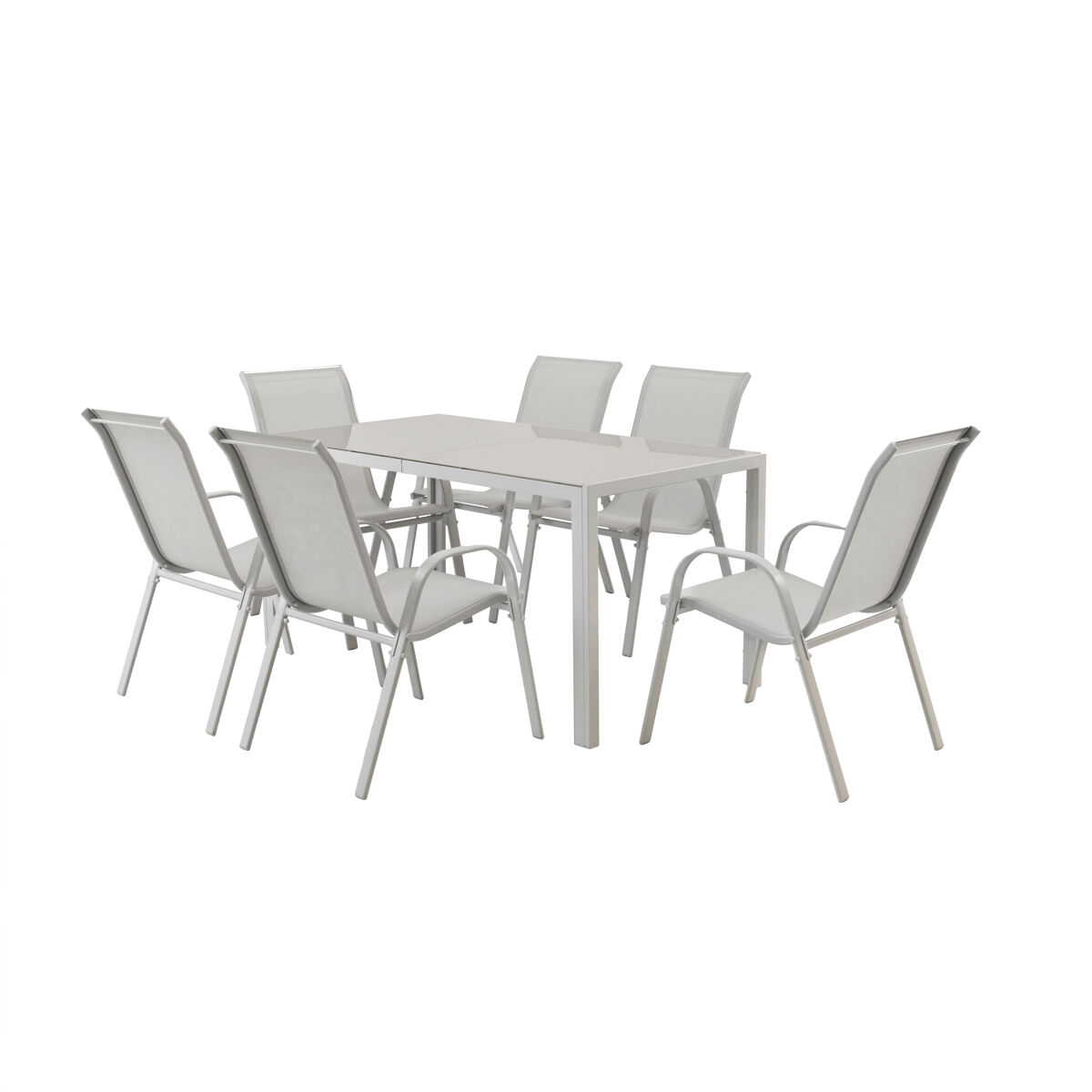 Set de jardín LORCA con mesa rectangular y 6 sillas