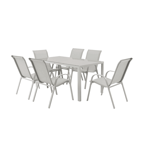 Conjunto de jardim LORCA com mesa retangular e 6 cadeiras