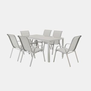 Conjunto de jardim LORCA com mesa retangular e 6 cadeiras